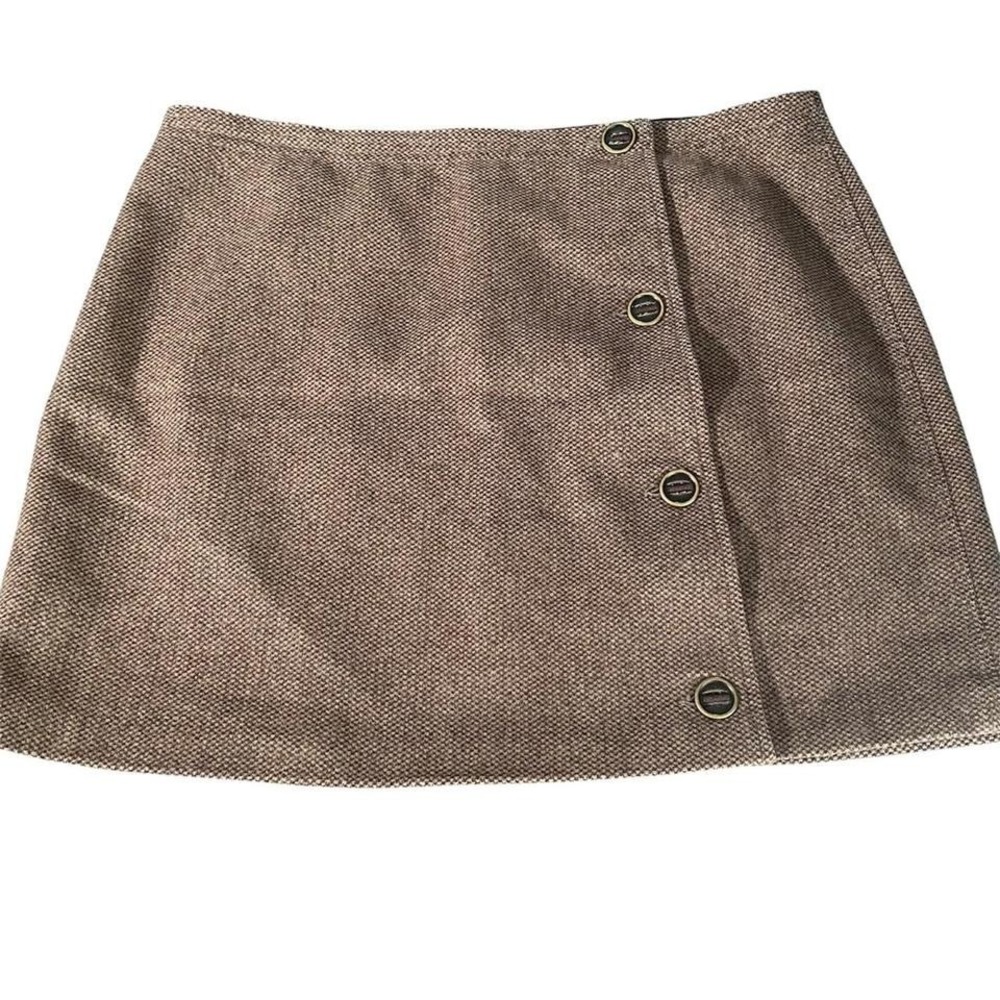 prAna‎ Nicky wool blend Brown Button Front Mini Skirt Size 10  Boho Casual